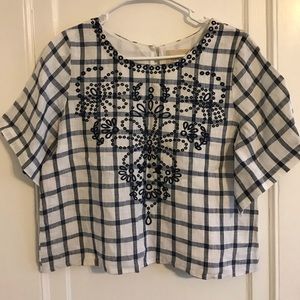 Embroidered crop blouse